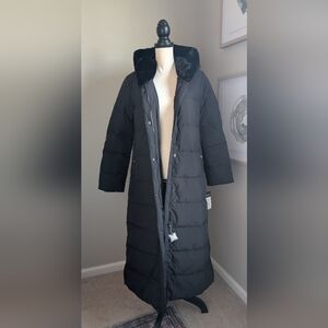 🆕 Ralph LaurenLongline Puffer Coat with Faux Fur Lined Hood